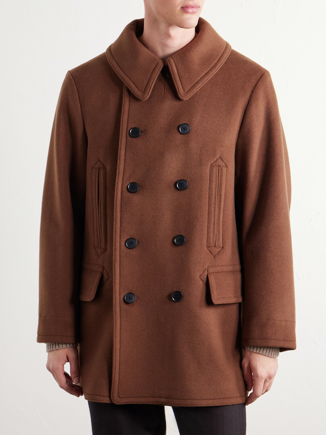 Kaptain Sunshine - Double-Breasted Brushed Wool-Felt Coat - Brown