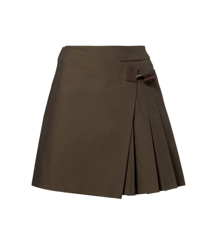 Photo: Loewe Leather-trimmed cotton-blend wrap skirt