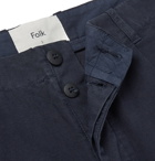 Folk - Assembly Tapered Pleated Cotton Trousers - Men - Navy