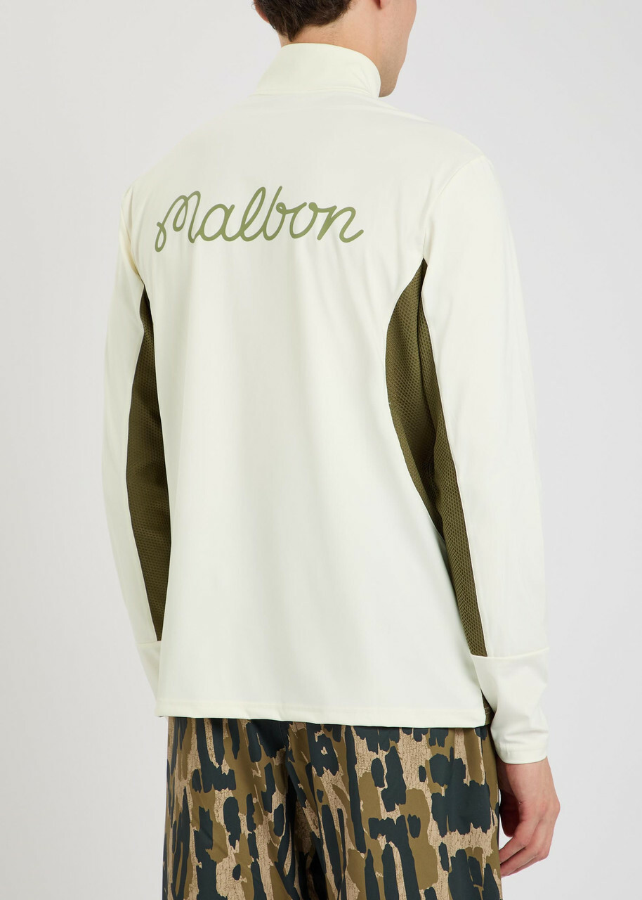 Malbon Santiago Logo Half-zip Stretch-jersey Mid-layer Jacket Cream