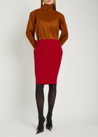 Saint Laurent Woven Midi Skirt Red