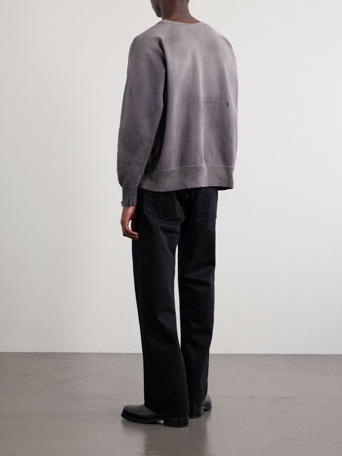 SAINT MXXXXXX - Abberation Distressed Printed Cotton-Jersey Sweater - Gray