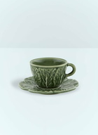 Bordallo Pinheiro Set Of Four Couve Coffee Cups And Saucers