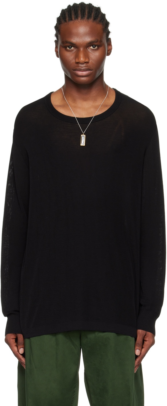 LEMAIRE Black Dropped Shoulder Long Sleeve T-Shirt Lemaire