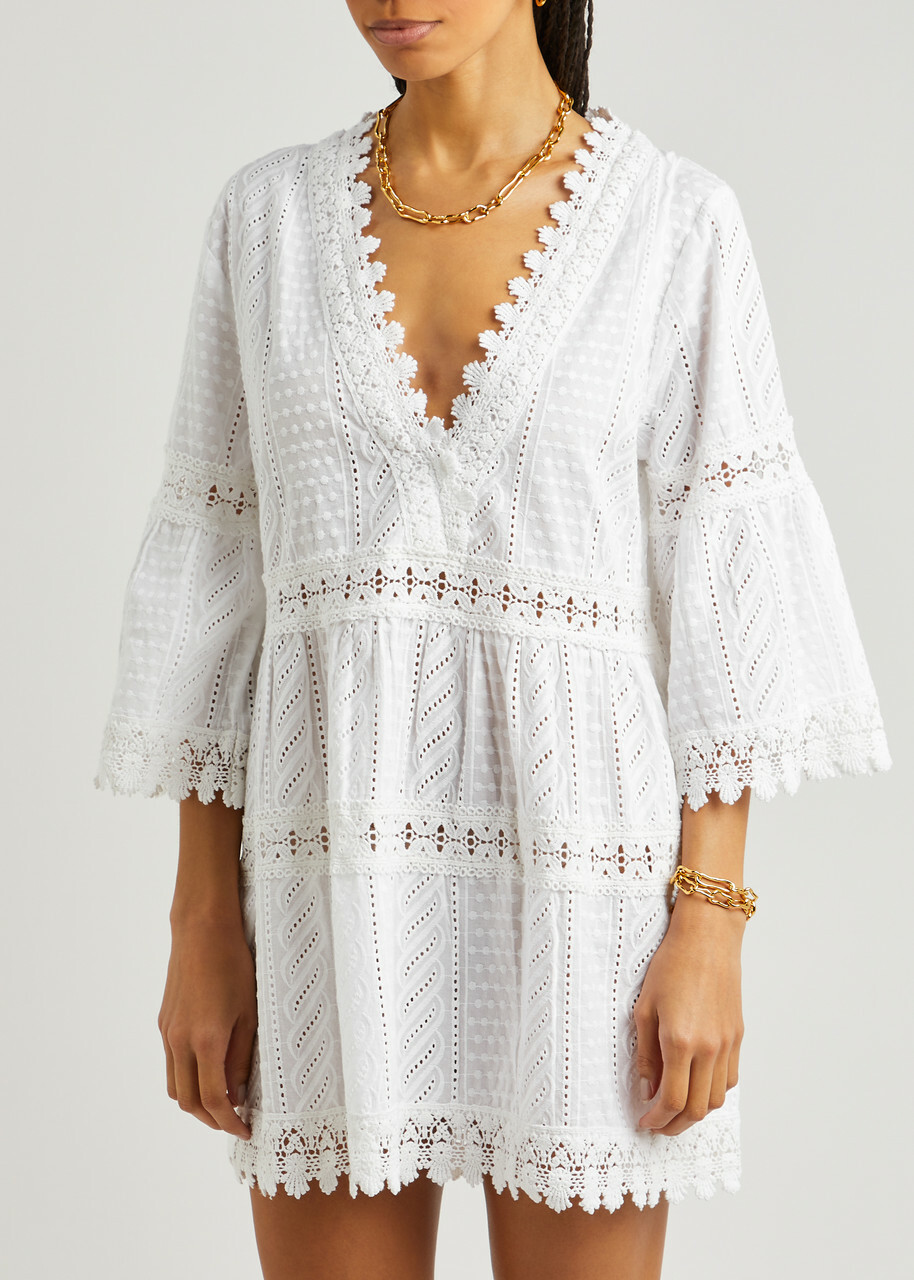 【MELISSA ODABASH】broderie anglaise cotton kaftan Melissa Odabash Victoria Broderie-anglaise Cotton Kaftan