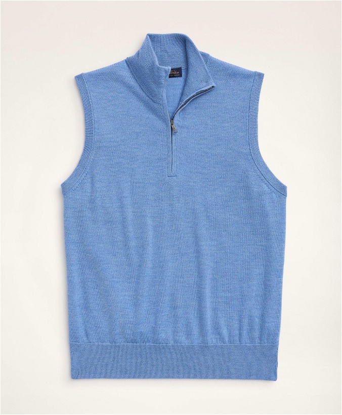 Photo: Brooks Brothers Men's Merino Wool Half-Zip Vest Sweater | Light Blue