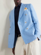 De Petrillo - Double-Breasted Linen Blazer - Blue