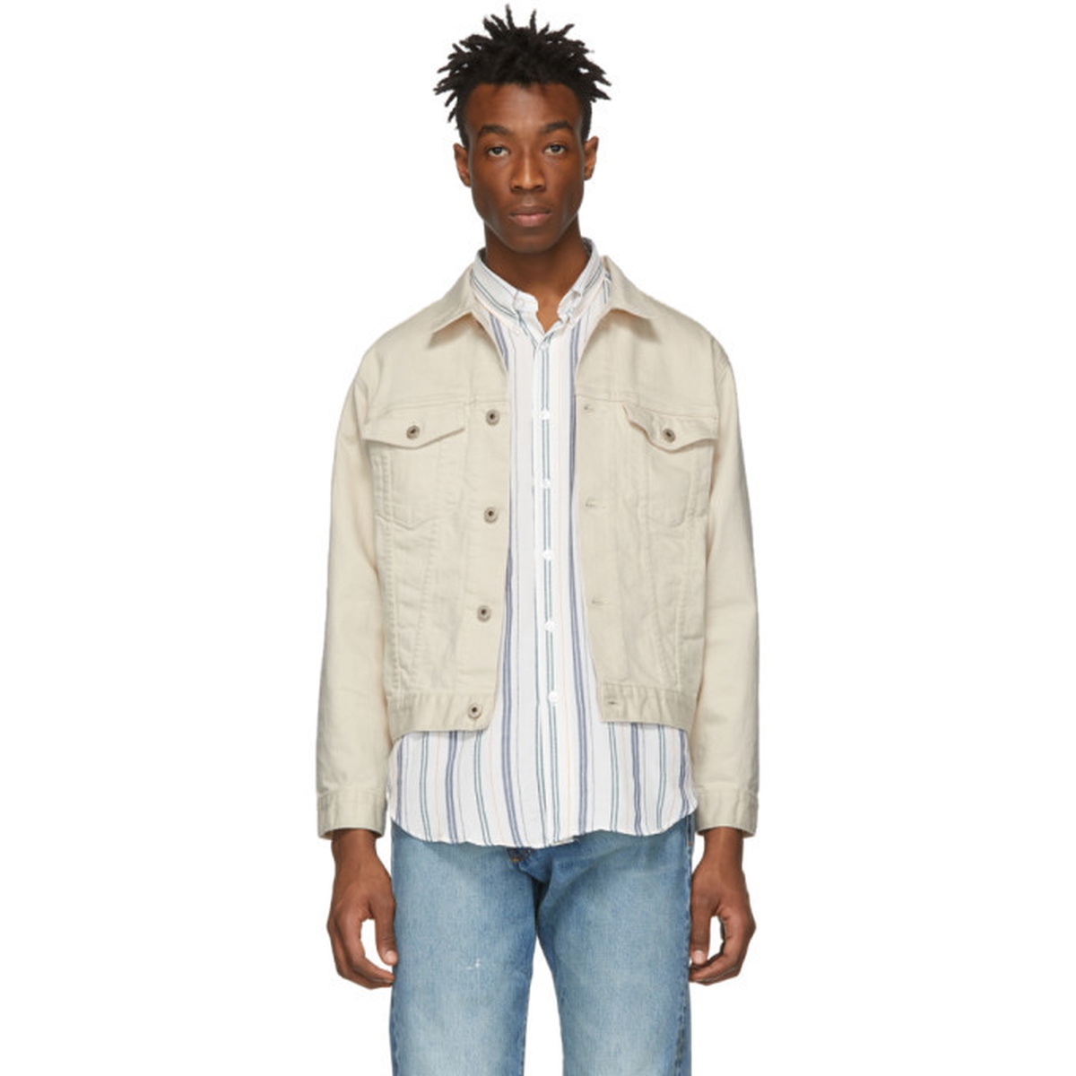 Naked and Famous Denim Off-White Denim Seed Jacket Naked and Famous Denim