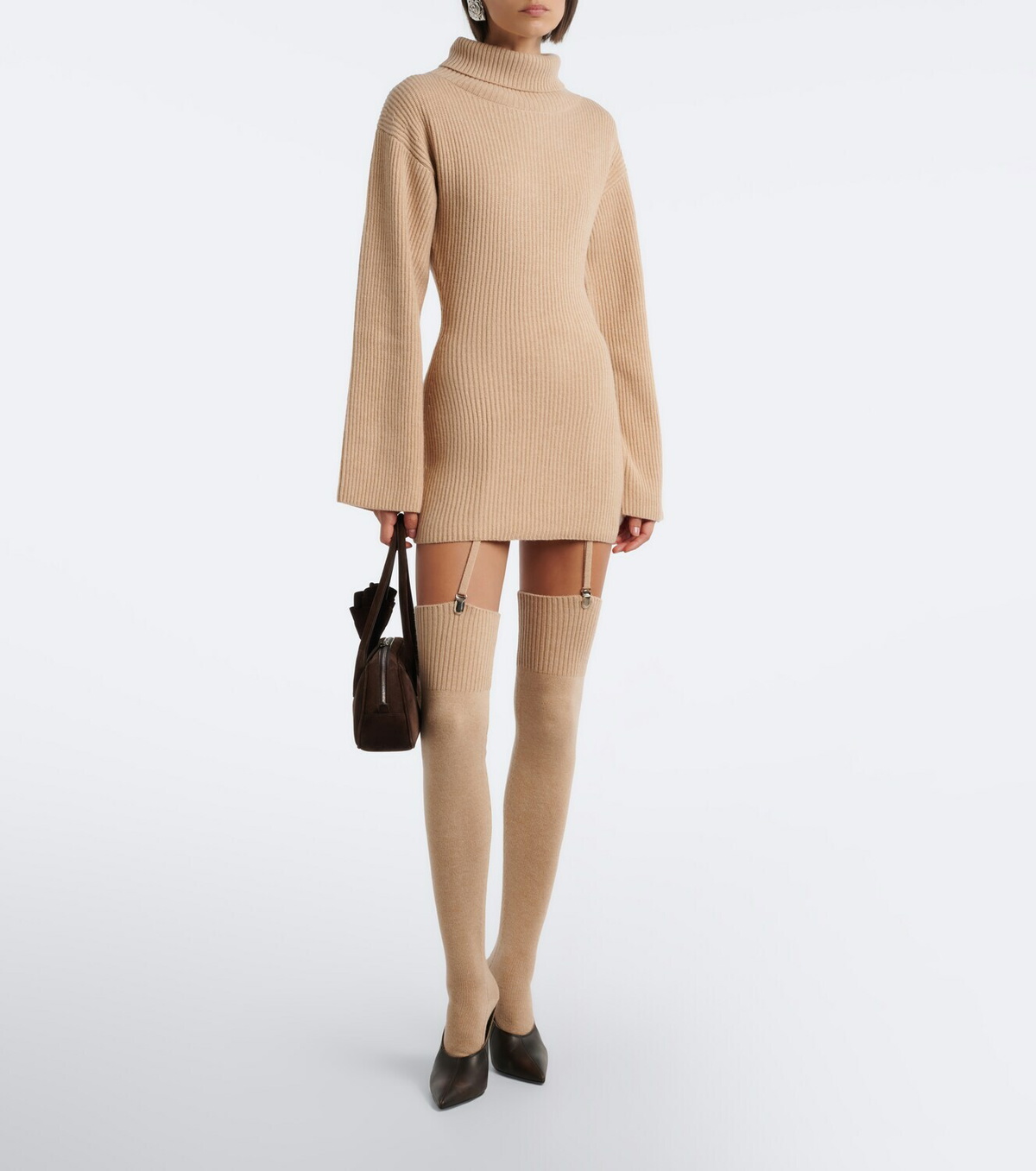 Aya Muse Cursa ribbed-knit wool minidress and tights set