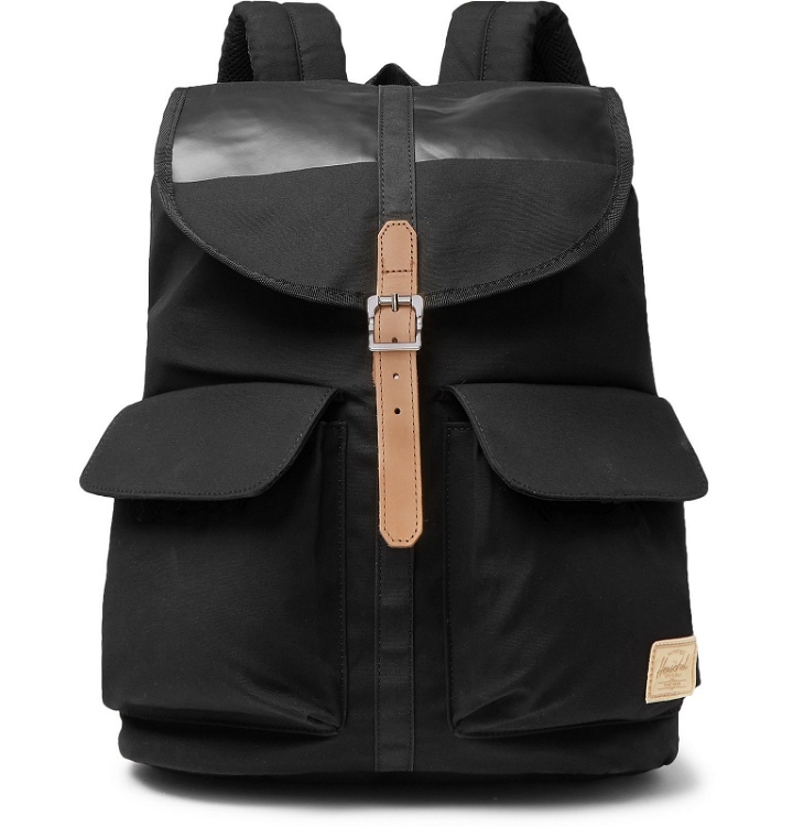 Photo: Herschel Supply Co - Dawson Leather-Trimmed Waxed Cotton-Canvas Backpack - Black