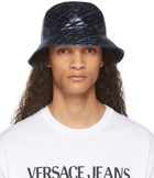 Versace Black & Navy Metallic Logo Bucket Hat