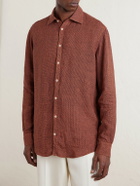Massimo Alba - Genova Houndstooth Cotton Shirt - Orange