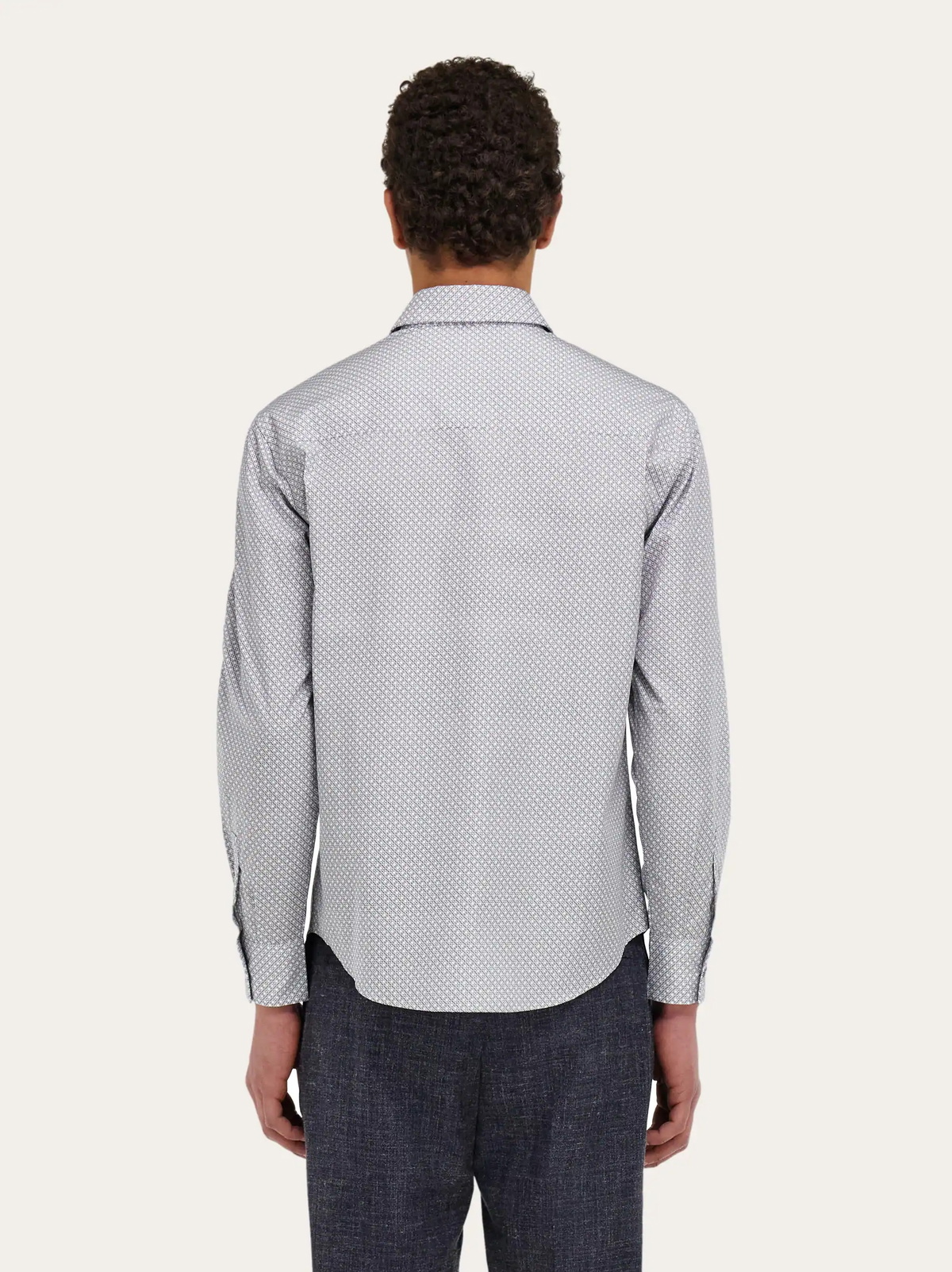 Ferragamo Mens Micro-patterned shirt in White
