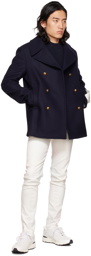 Golden Goose Navy Double-Breasted Peacoat
