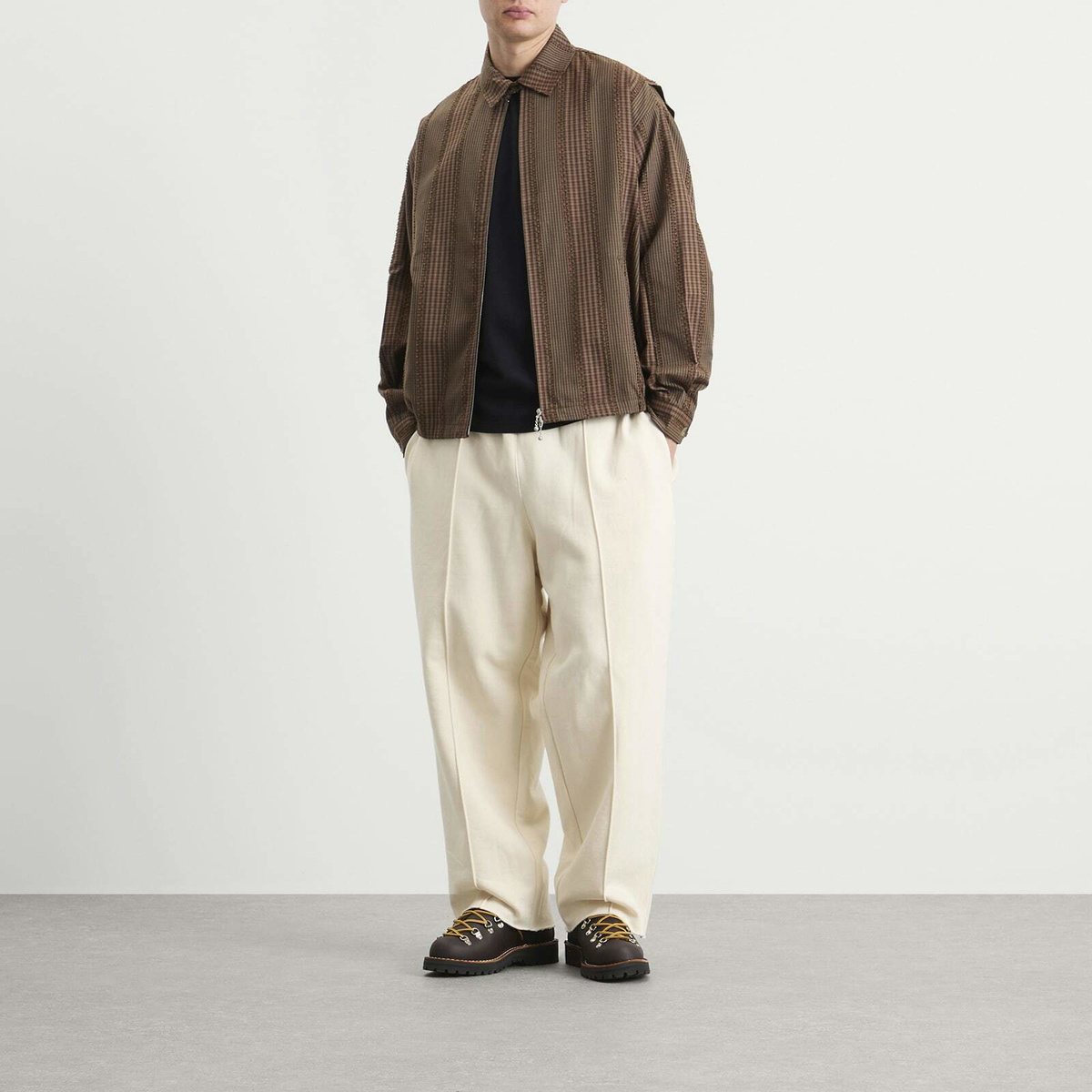 Merely Made Men's Pintuck Wide Trousers in Neutral