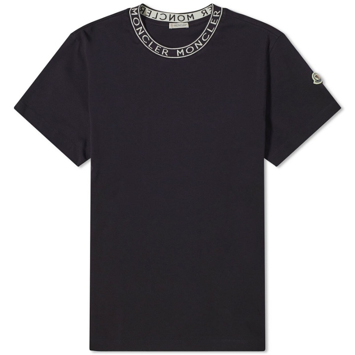 Photo: Moncler Men's Collar Logo T-Shirt in Navy