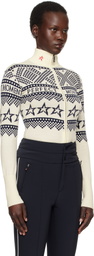Perfect Moment White Intarsia-Knit Merino Wool Bodysuit