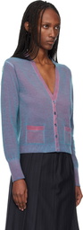 Maison Margiela Blue & Red Virgin Wool V Neck Cardigan