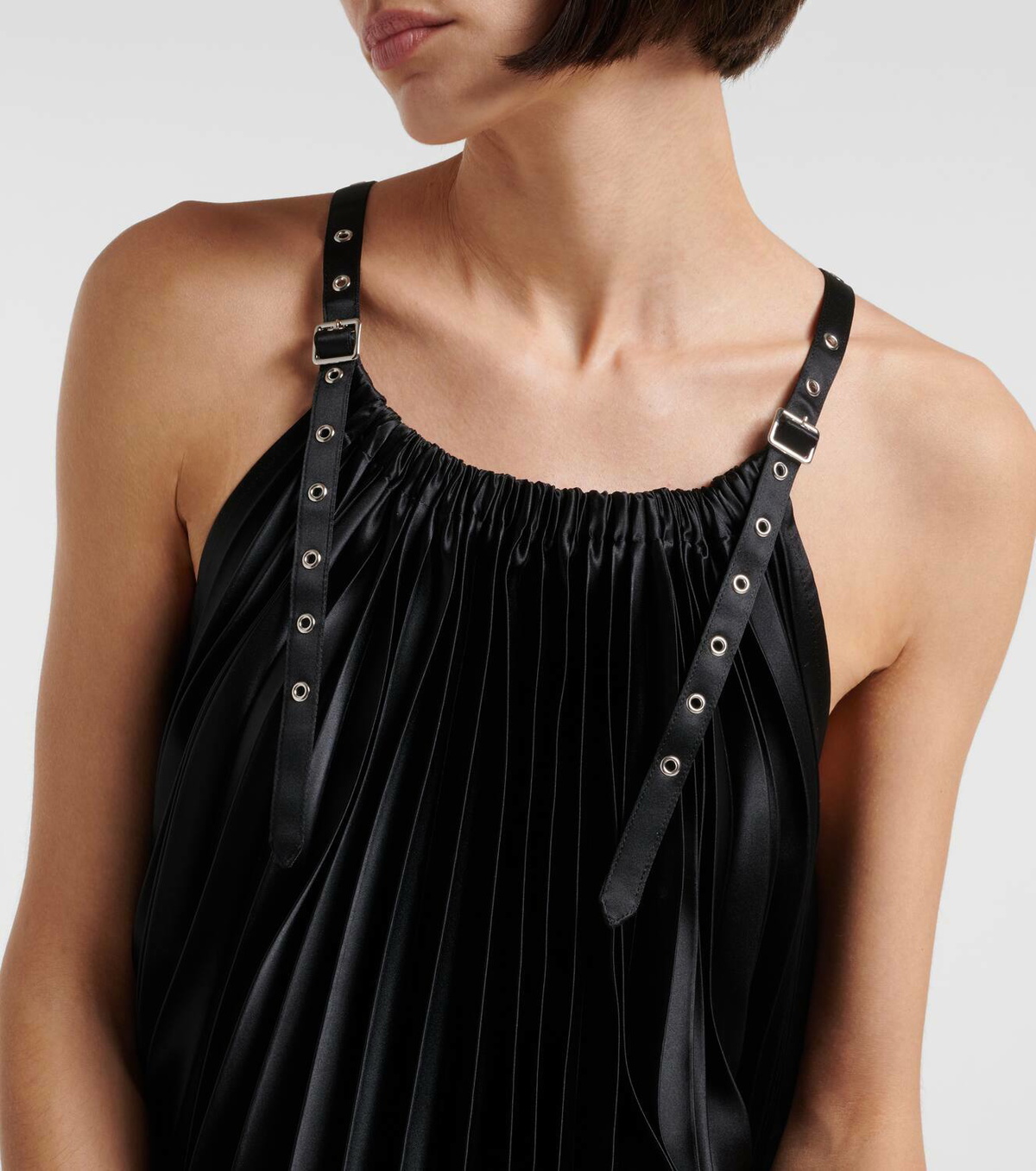 Noir Kei Ninomiya Pleated faux leather minidress