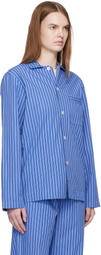 Tekla Blue Poplin Long-Sleeved Pyjama Shirt