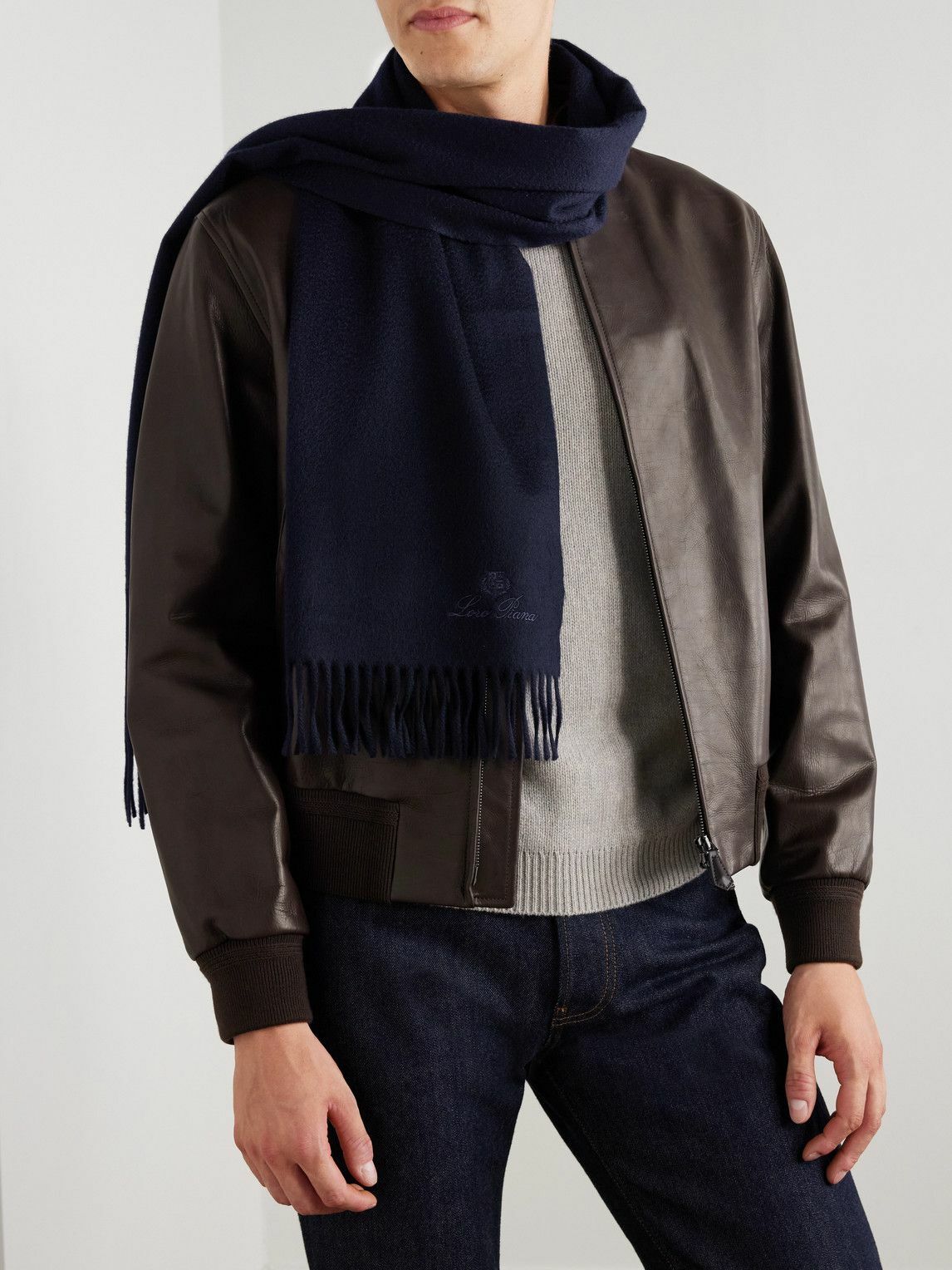 Loro Piana - Logo-Embroidered Fringed Cashmere Scarf