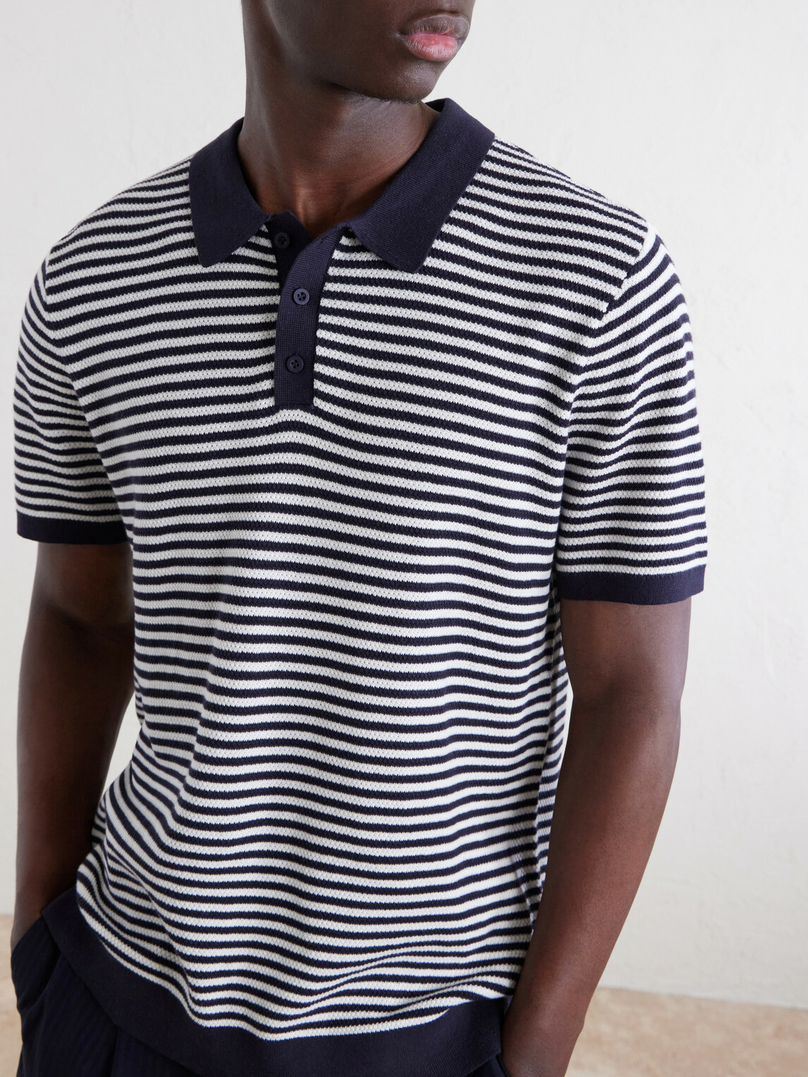 Onia - Striped Textured-Cotton Polo Shirt - Blue