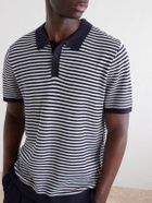 Onia - Striped Textured-Cotton Polo Shirt - Blue