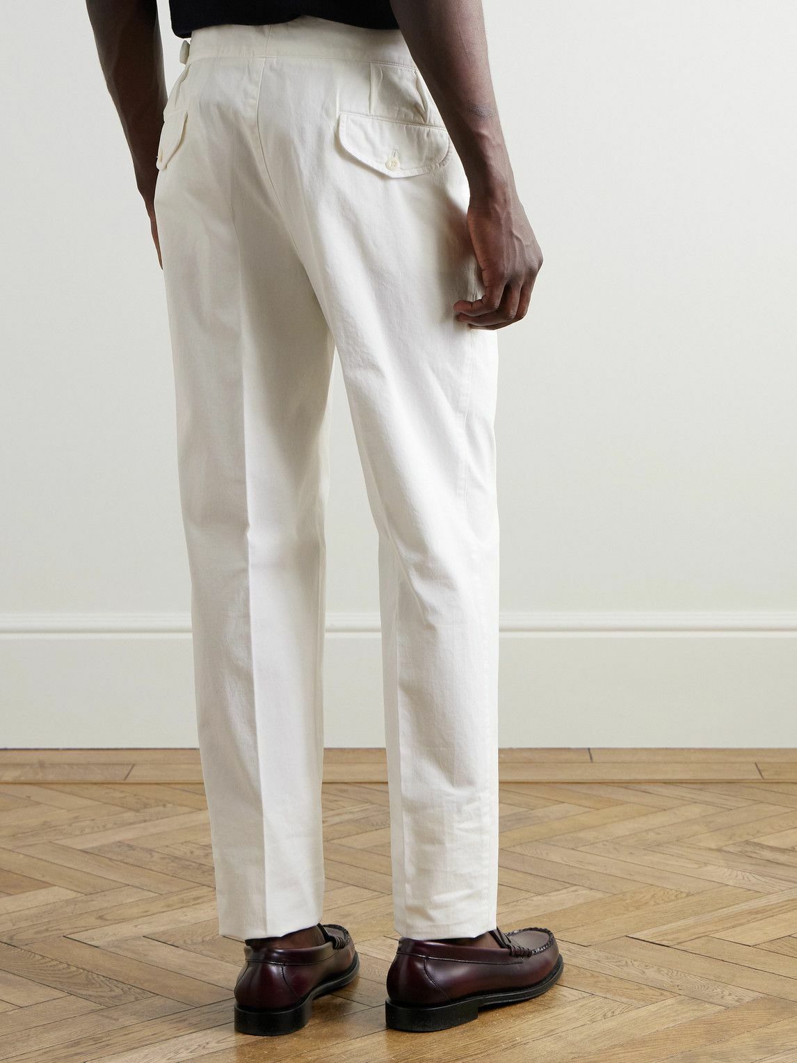 Rubinacci - Manny Straight-Leg Pleated Cotton-Twill Trousers - White