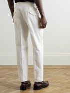 Rubinacci - Manny Straight-Leg Pleated Cotton-Twill Trousers - White