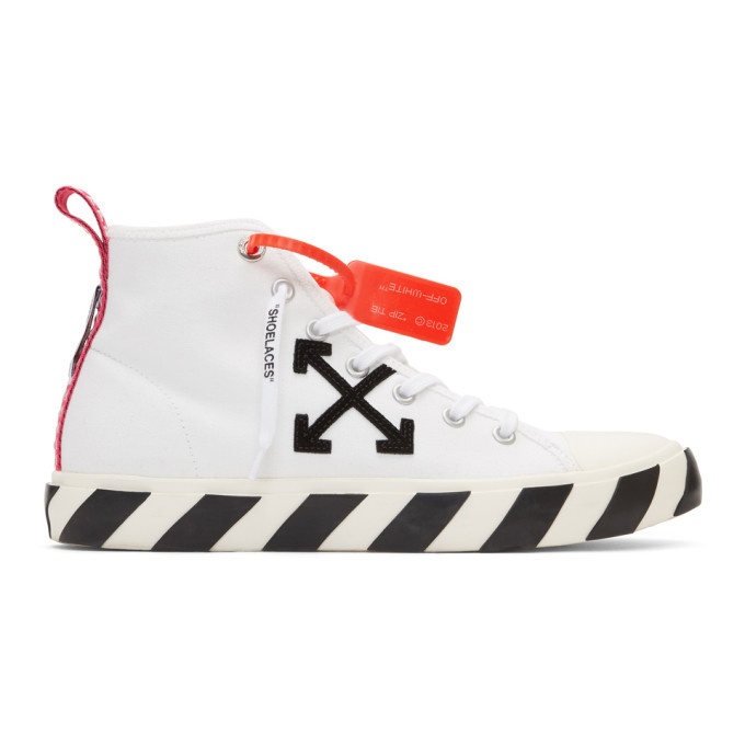 Photo: Off-White White and Black Arrows Mid-Top Sneakers