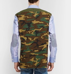 Junya Watanabe - Panelled Cotton-Poplin and Camouflage-Print Ripstop Shirt - Men - Blue