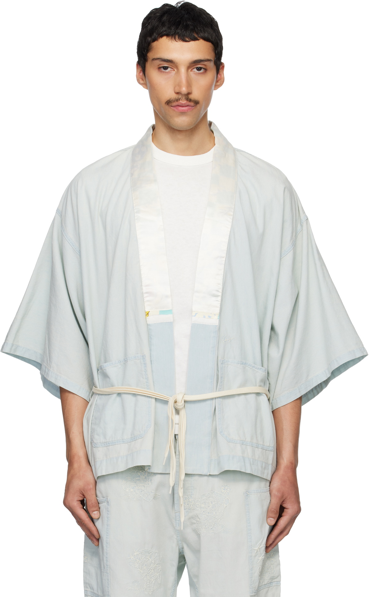Kenzo Paris Men's Bowling Elephant Cardigan in Cyan Kenzo