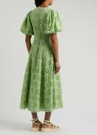 Kitri Chiara Broderie Anglaise Cotton Midi Dress Light Green
