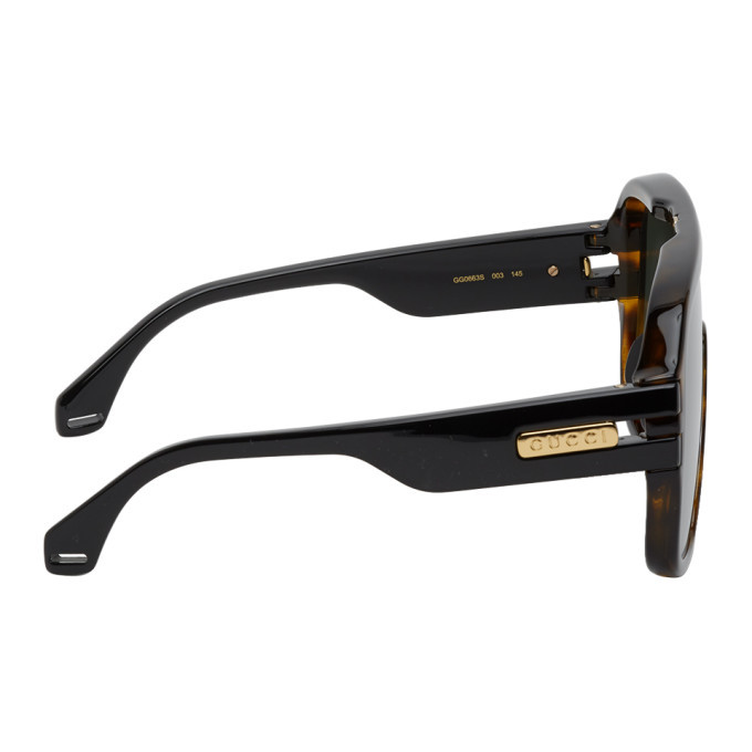 Gucci Tortoiseshell Oversize Mask Sunglasses