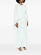 Huishan Zhang Green Plissé Cape Gown