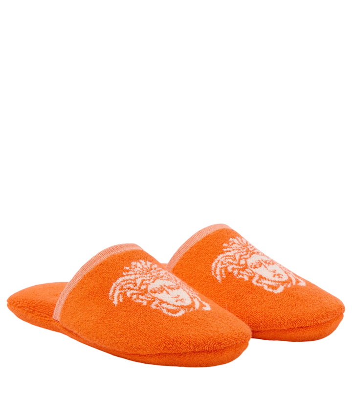 Photo: Versace Home Medusa cotton terry slippers