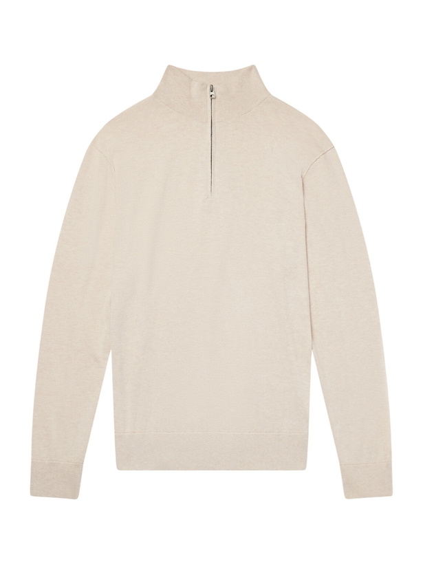 Photo: Hartford - Cotton and Cashmere-Blend Half-Zip Sweater - Neutrals