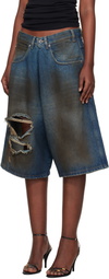 LU'U DAN Blue Kriss Kross Denim Shorts
