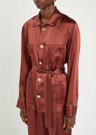 Forte_forte Metallic Satin Shirt Jacket Burgundy