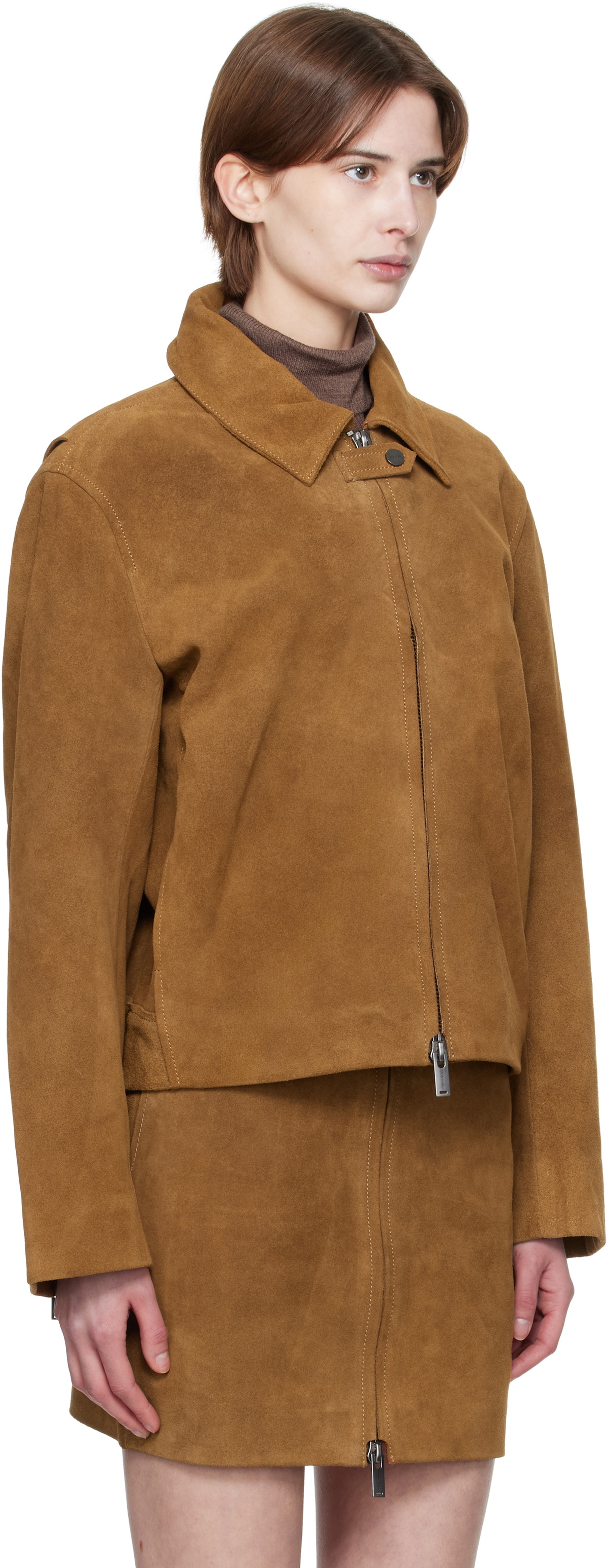 Holzweiler Tan Cia Suede Leather Jacket