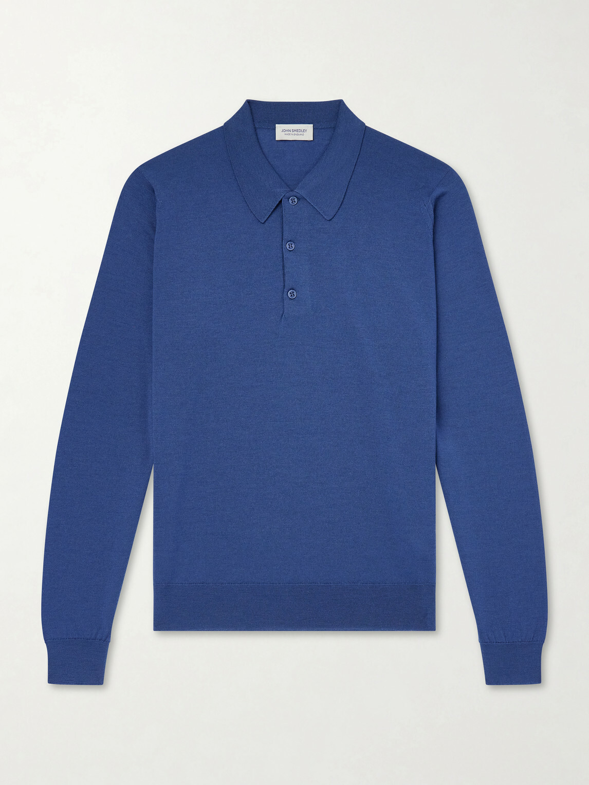 John Smedley - Caverhill Knitted Merino Wool Polo Shirt - Blue