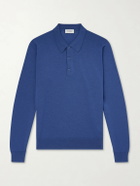 John Smedley - Caverhill Knitted Merino Wool Polo Shirt - Blue