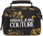 Versace Jeans Couture Black & Gold Logo Messenger Bag