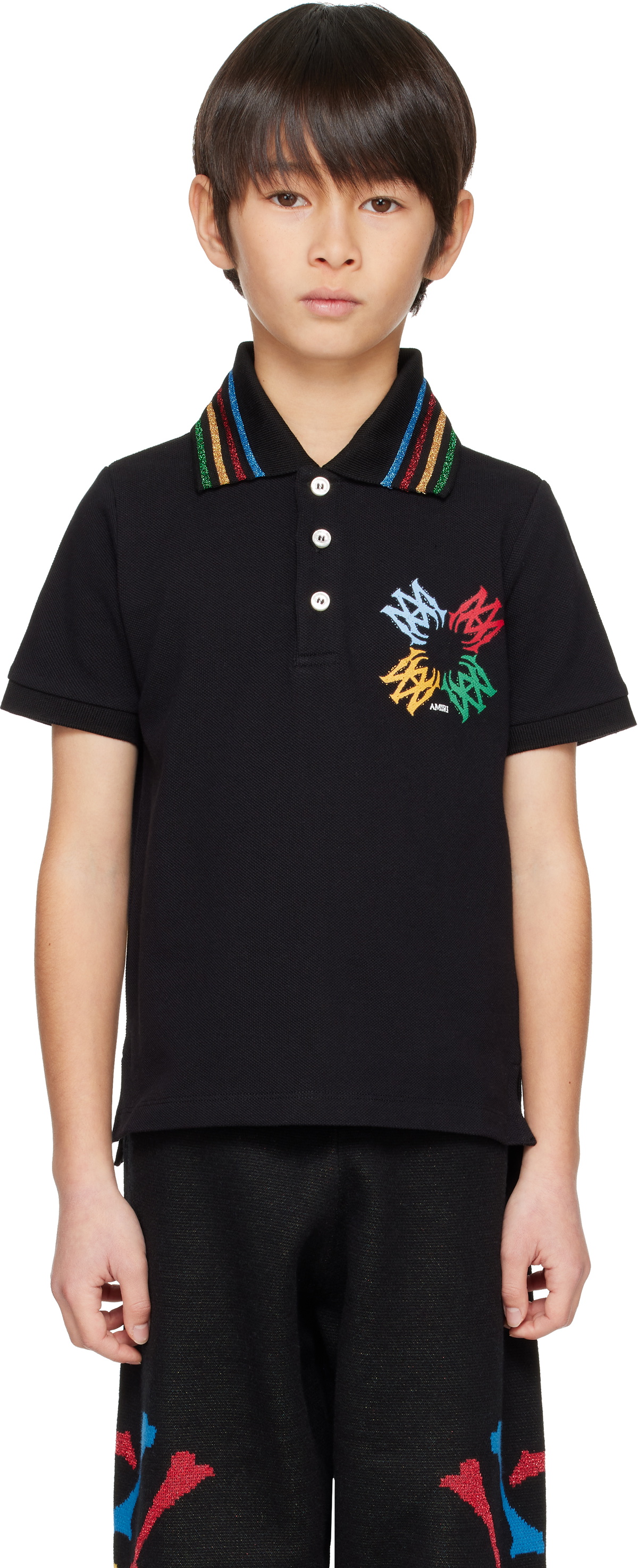 AMIRI Kids Black MA Quad Scribble Polo