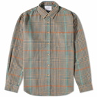Portuguese Flannel Men's Fun Button Down Tartan Shirt in Brown/Aqua/Orange