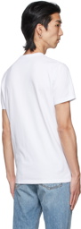 Moncler White Tricolor Stripe Logo T-Shirt