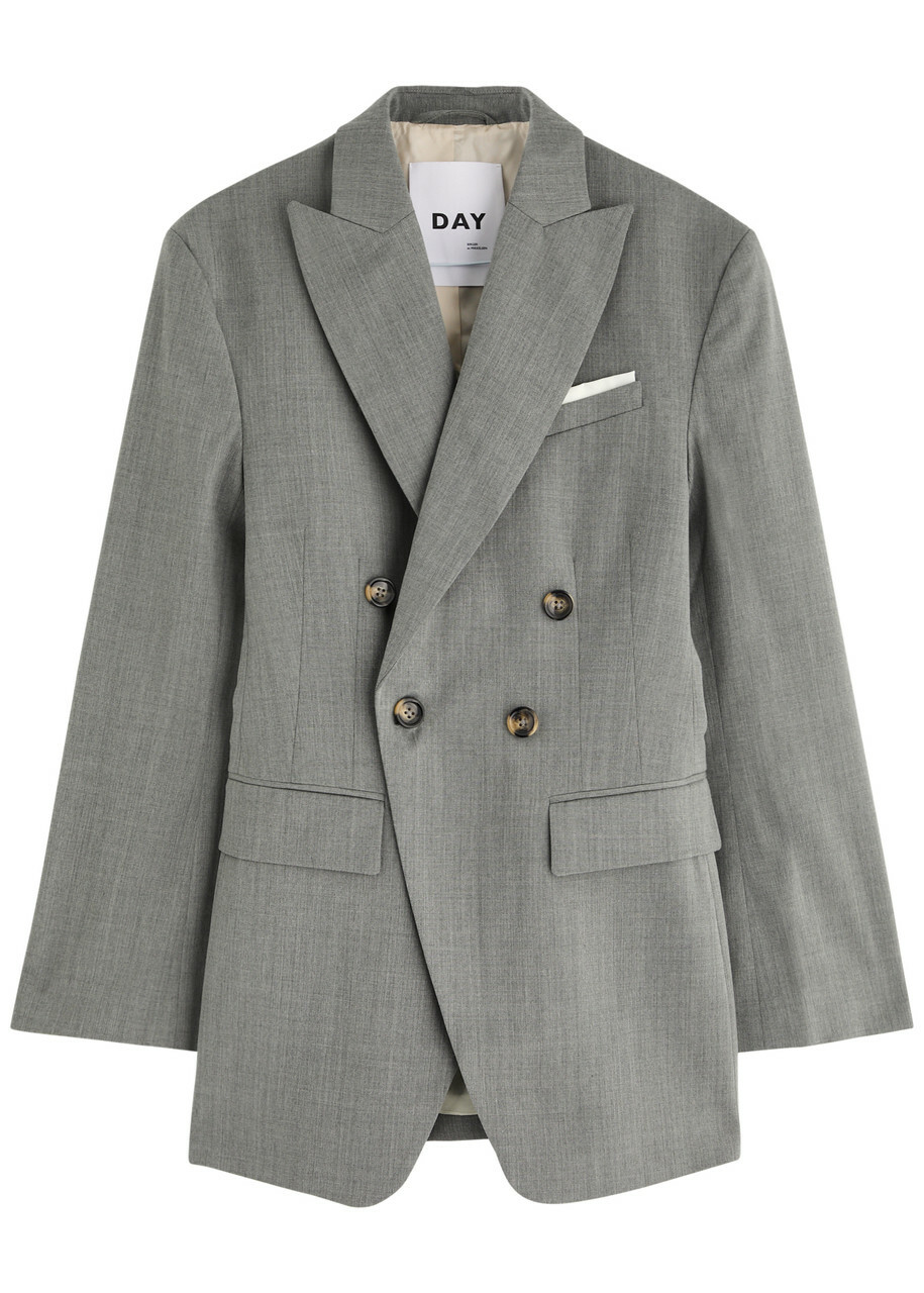 Day Birger ET Mikkelsen Elenora Double-breasted Woven Blazer Grey