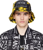 Versace Jeans Couture Black & Yellow Printed Chain Bucket Hat