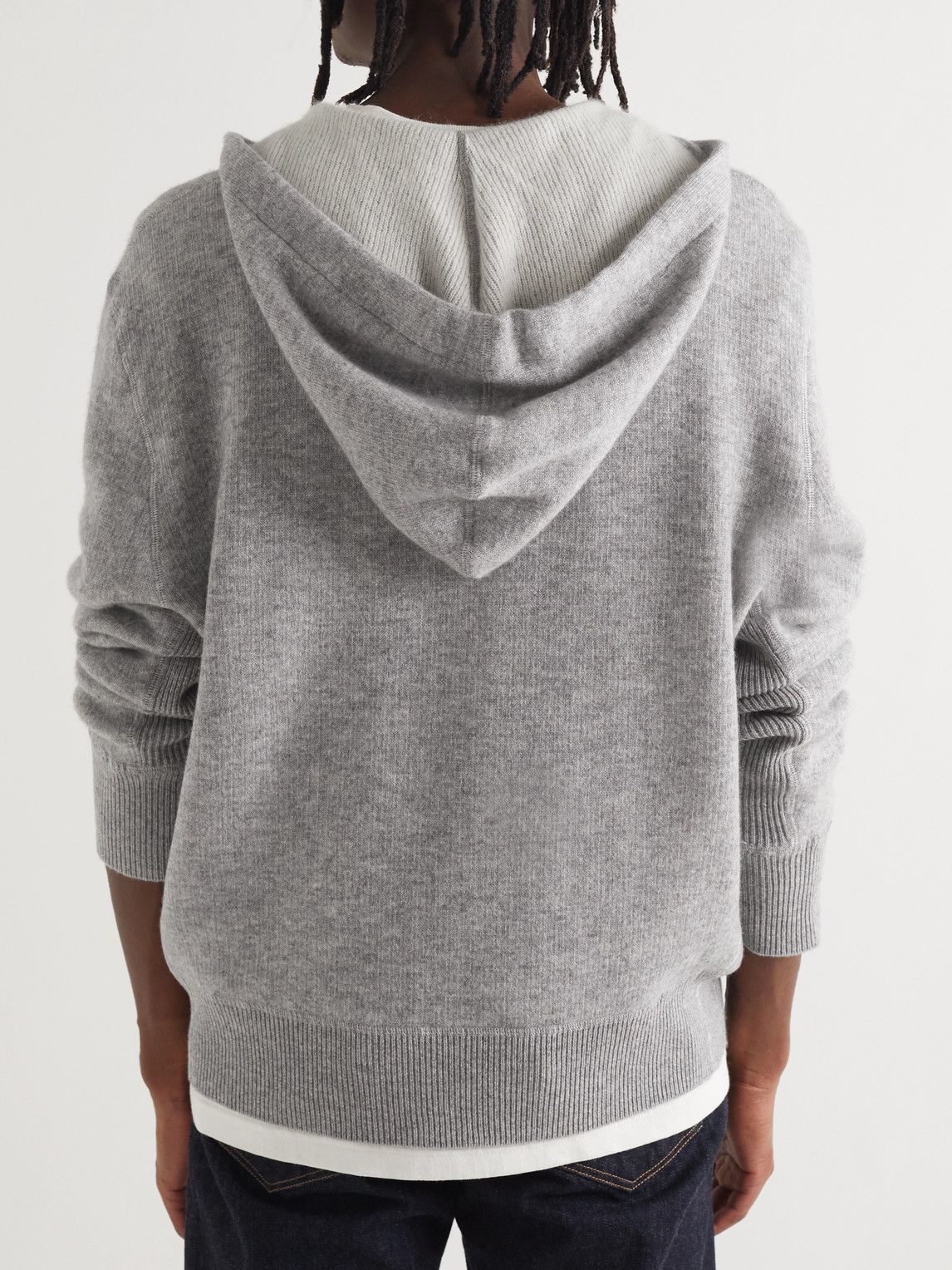 Prada zip-front cashmere hoodie - Grey