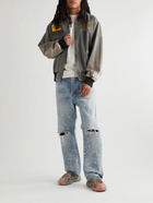 Gallery Dept. - Mechanic Logo-Embellished Corduroy-Trimmed Cotton Bomber Jacket - Blue